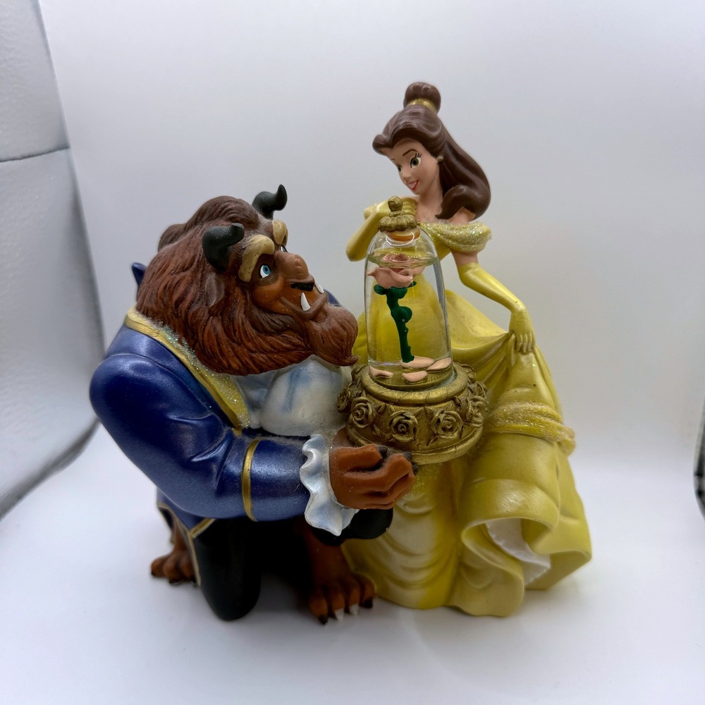Disney Parks Beauty and the Beast Musical Figurine Belle Enchanted Rose G7